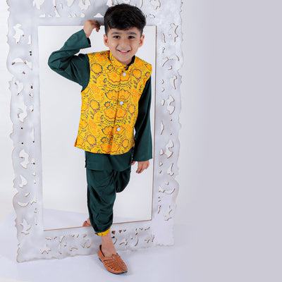 dhoti-kurta-jacket-yellow