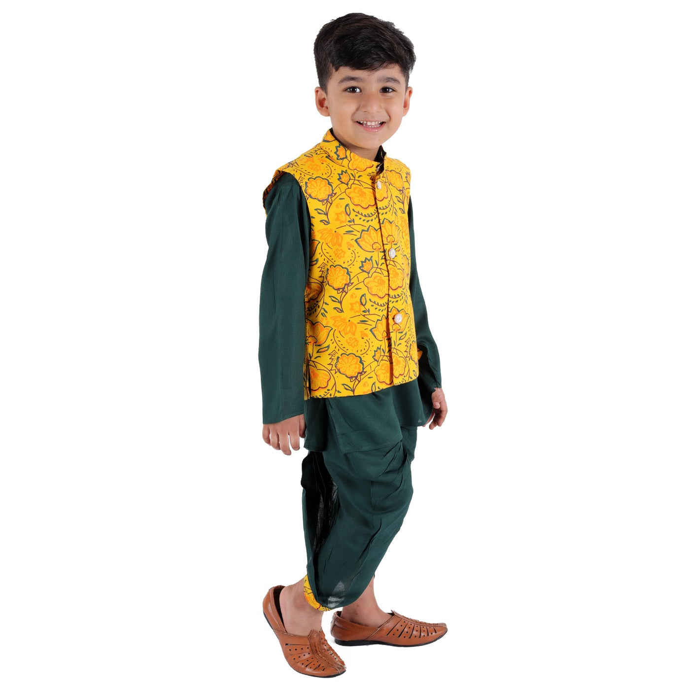 dhoti-kurta-jacket-yellow