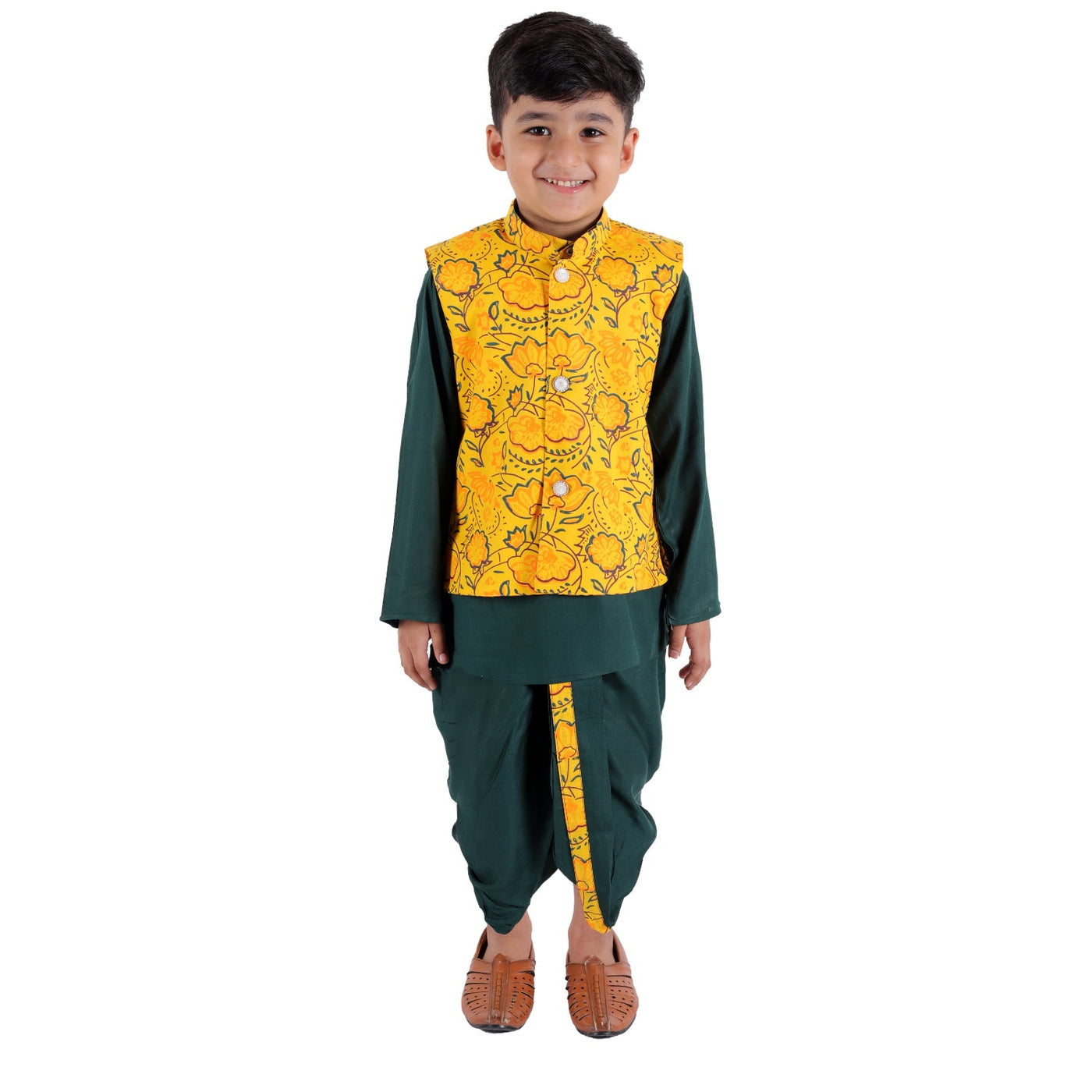 dhoti-kurta-jacket-yellow