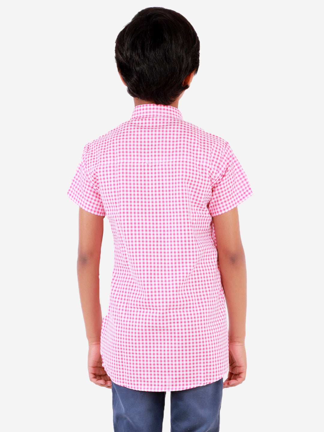 superminis Boy's Cotton Shirt - Regular Fit, Half Sleeves, Collared Neck, Checkered Shirts for Casual Wear, Red