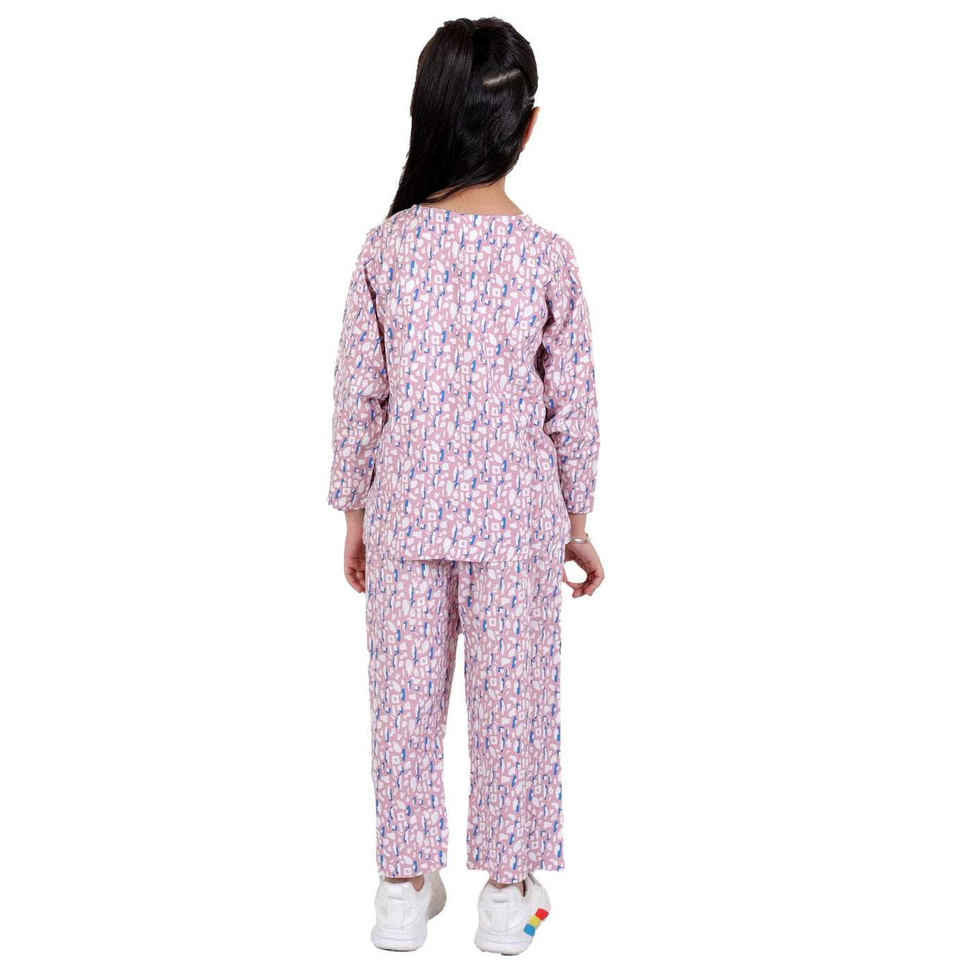 superminis Girls Printed Co-ord Set with Rayon Shirt and Pant, Pink