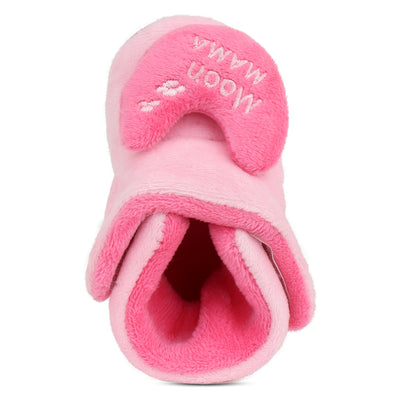 Baby Girls and Baby Boys Ankle Length With Moon Mumma Design Soft Base Booties/Shoes (3-9 Months, Pink & Magenta)