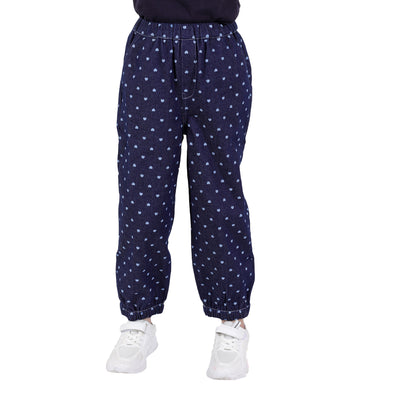 Girl's Stretchable Denim Pants with Elastic Closure, Navy Blue