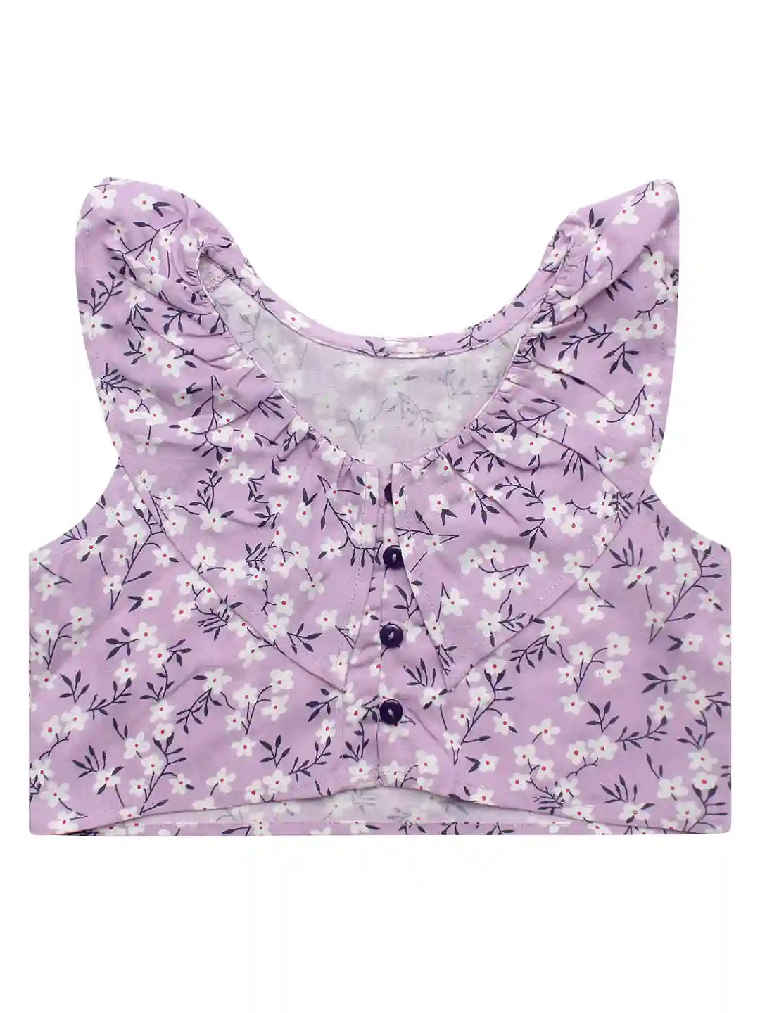 Girls Crop Top & Trouser Set, Floral Print, Lavender Colour