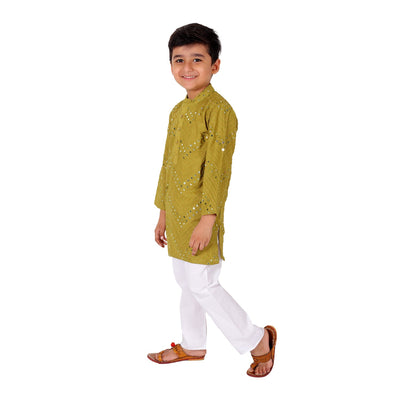 kurta-pyjama-mehandi-green