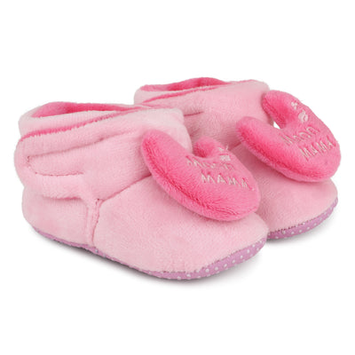 Baby Girls and Baby Boys Ankle Length With Moon Mumma Design Soft Base Booties/Shoes (3-9 Months, Pink & Magenta)