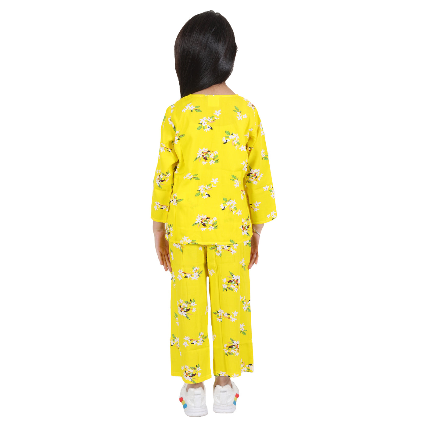 superminis Girls Printed Co-ord Set with Rayon Shirt and Pant, Yellow