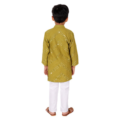 kurta-pyjama-mehandi-green