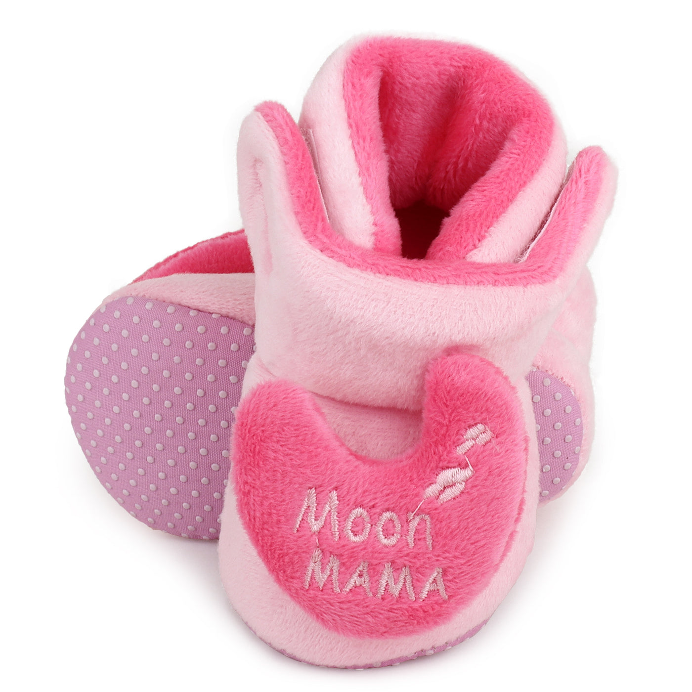 Baby Girls and Baby Boys Ankle Length With Moon Mumma Design Soft Base Booties/Shoes (3-9 Months, Pink & Magenta)