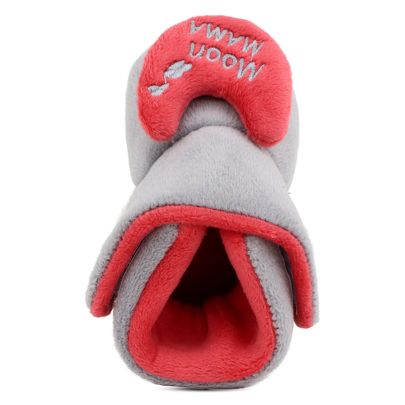 Baby Girls and Baby Boys Ankle Length With Moon Mumma Design Soft Base Booties/Shoes (3-9 Months, Grey & Red)