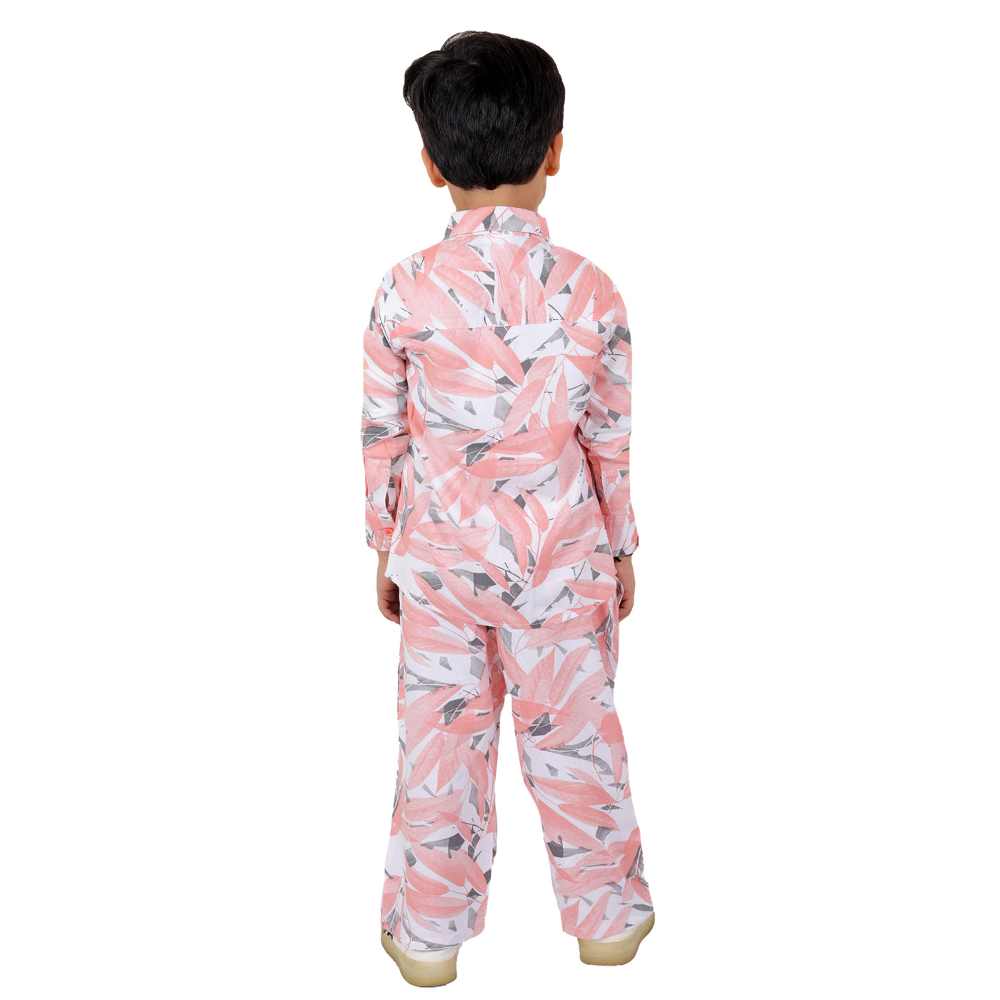 Boys Co-ord Set with Printed Rayon Shirt and Pant, Pink