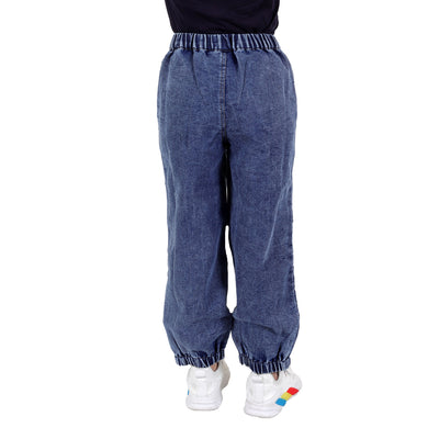 Girl's Stretchable Denim Pants with Elastic Closure, Blue