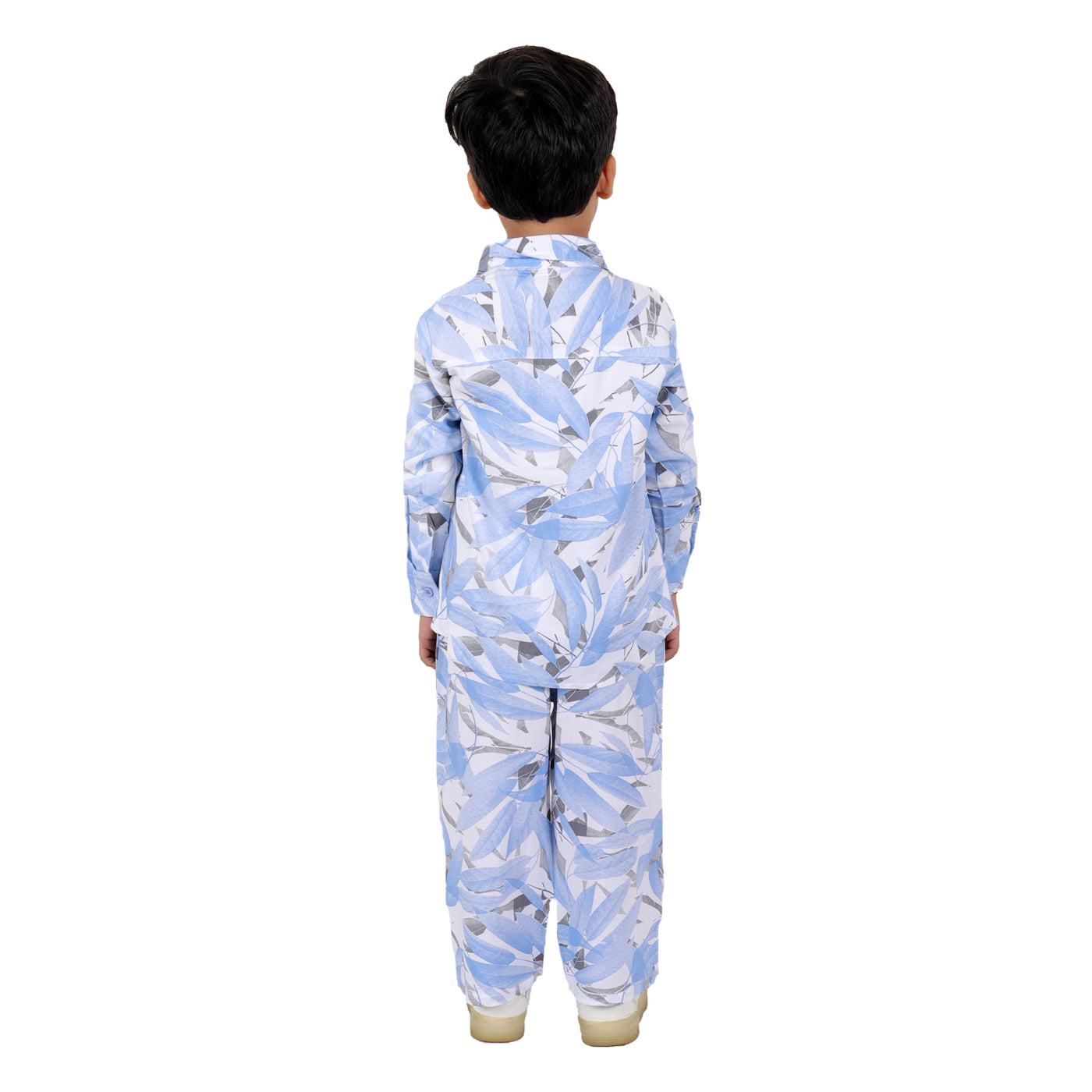 Boys Co-ord Set with Printed Rayon Shirt and Pant,  Sky Blue