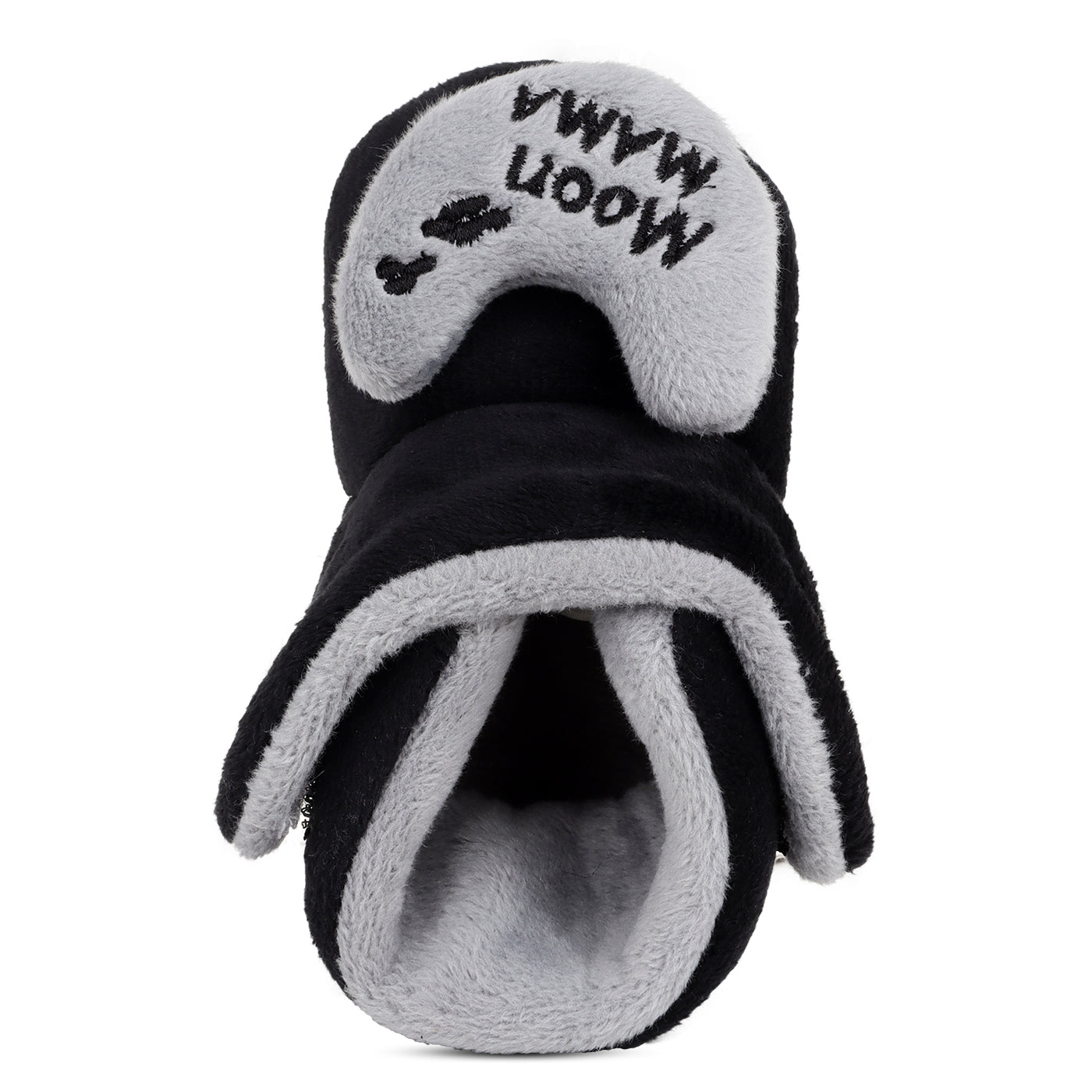 Baby Girls and Baby Boys Ankle Length With Moon Mumma Design Soft Base Booties/Shoes, Black & Grey)