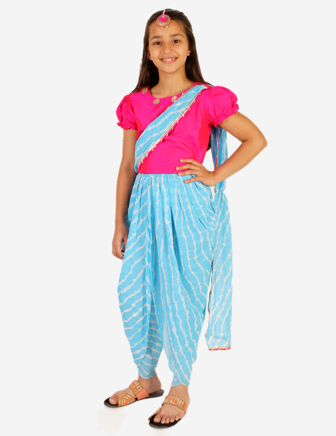 Solid Color Dupion Silk Dhoti Pant in Magenta : MXX257