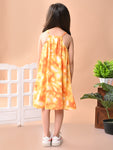 Baby Girls Rayon Tie Dye Print A Line Sleeveless Frock Dress with Shoulder Strap, Orange