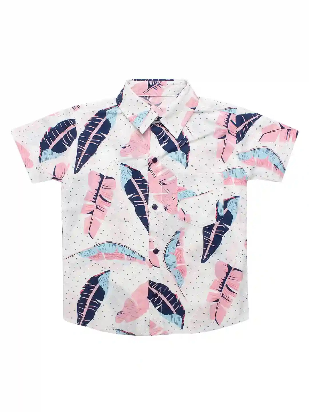 Boys Co-ord Set, Floral Print Shirt & Shorts Ensemble, Pink Colour