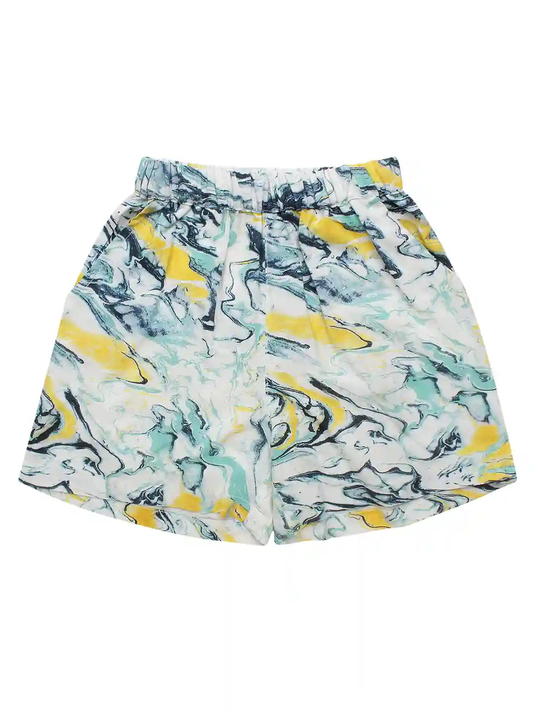 Boys Co-ord Set, Floral Print Shirt & Shorts Ensemble, Yellow Colour