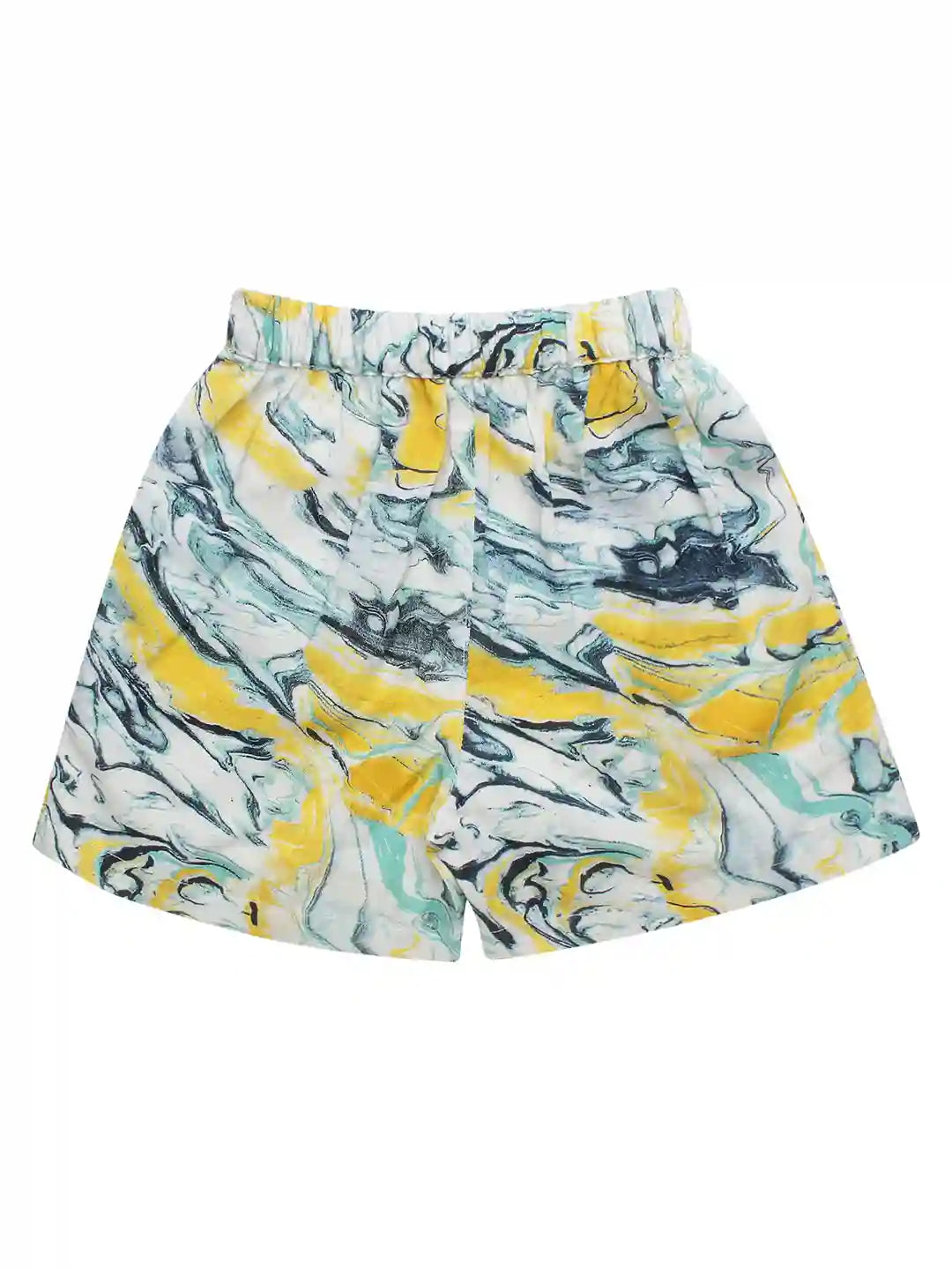 Boys Co-ord Set, Floral Print Shirt & Shorts Ensemble, Yellow Colour