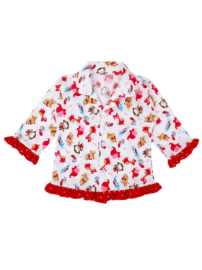 Baby Girls Animal Print Hosiery Cotton Full Sleeves Night Suit Set