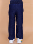 superminis Girls Straight Fit Stretchable Denim Jeans with Multicolor Front Buttons and Elastic Waistband, Navy Blue