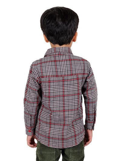 Boy's Cotton Fleece Full Sleeves Check Shirt with Collared Neck Winter Wear, Pink