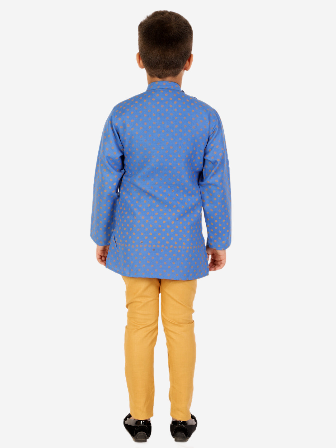 Boys Cotton Printed Kurta Pyjama Set (Blue)