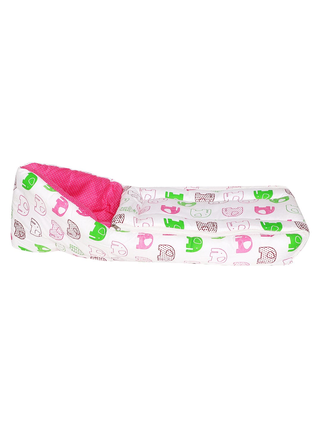 Infants Cotton Printed Sleeping Bag (White & Pink)