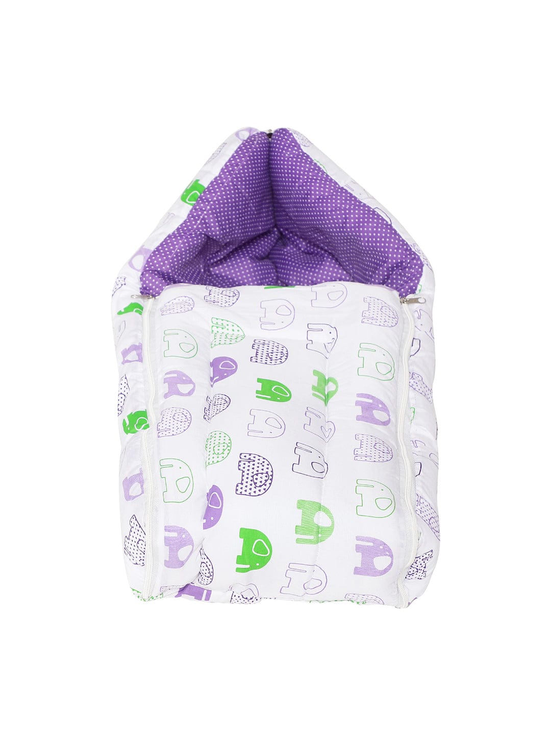 Infants Cotton Printed Sleeping Bag (White & Purple)