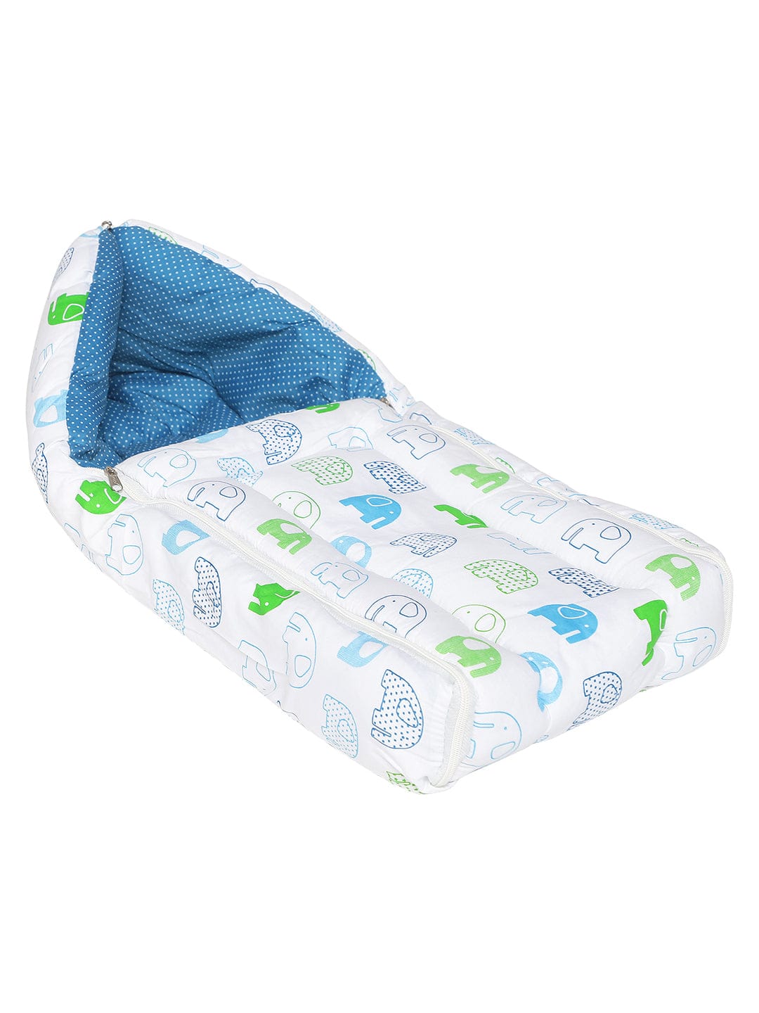 Infants Cotton Printed Sleeping Bag (White & Green)