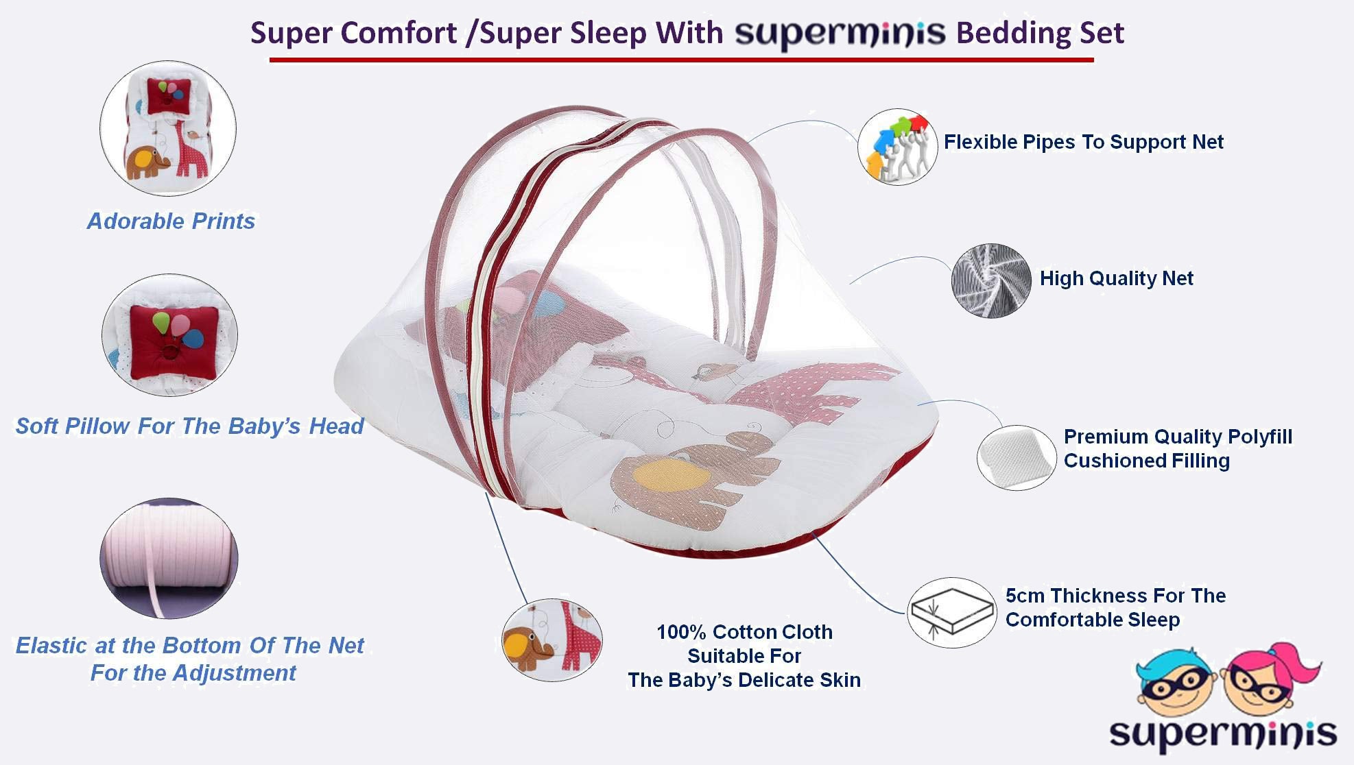 Sleep Saviour Baby Mattress with Mosquito Net