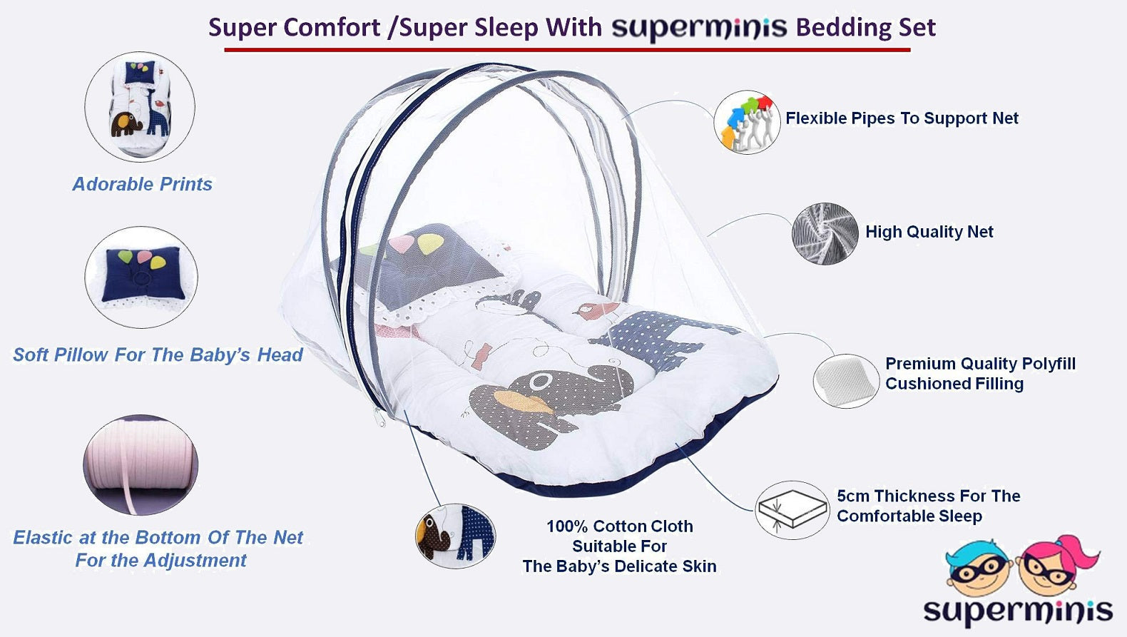 Sleep Saviour Baby Mattress with Mosquito Net – Superminis